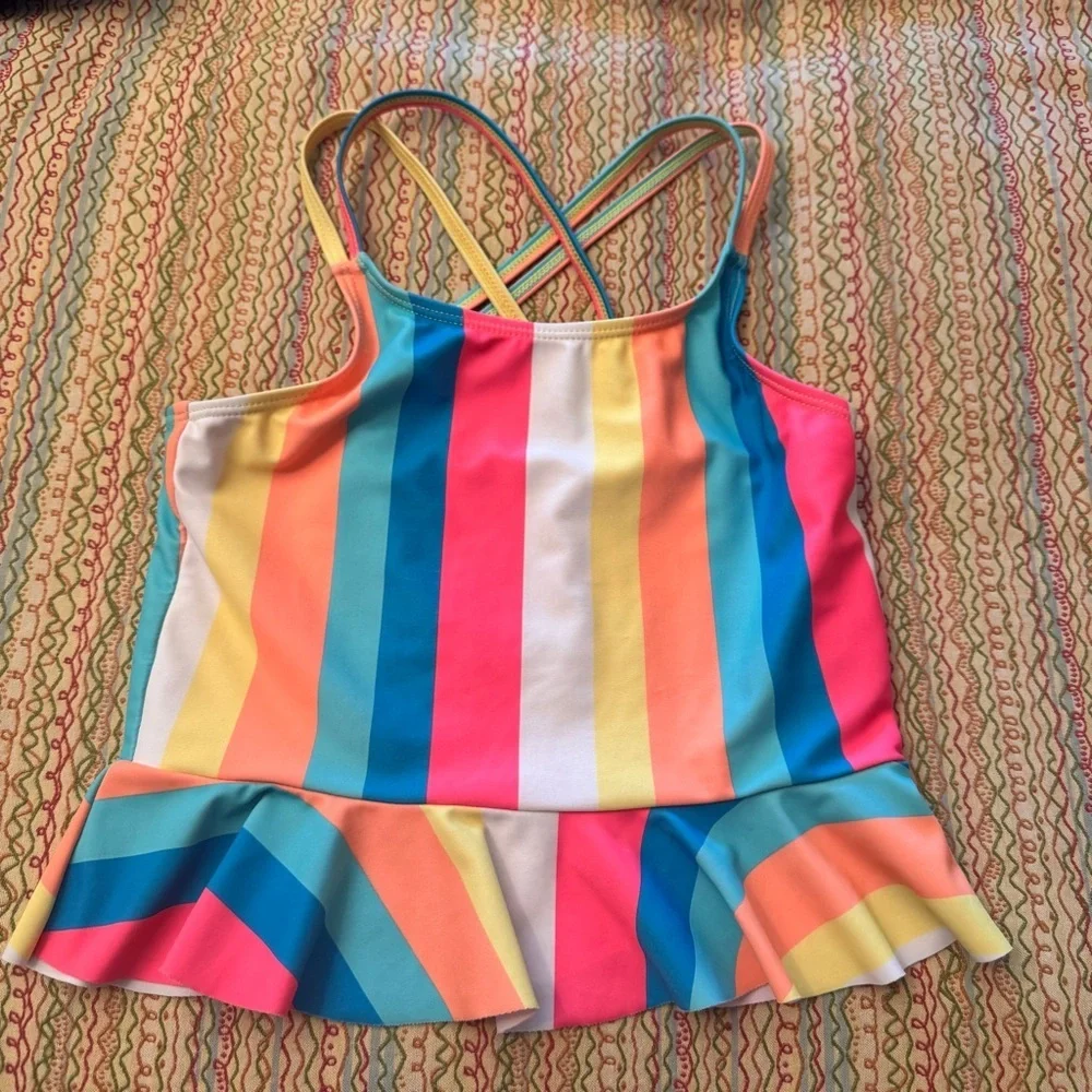 Hurley Girls Criss Cross Elastic Shoulder Straps UPF50+ Tankini top Size 7/8